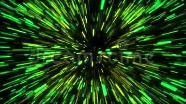 三维渲染超跃入另一个星系。 <strong>光速</strong>，霓虹灯在运动中发光。 计算机生成的抽象